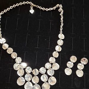 Silver necklace and earrings